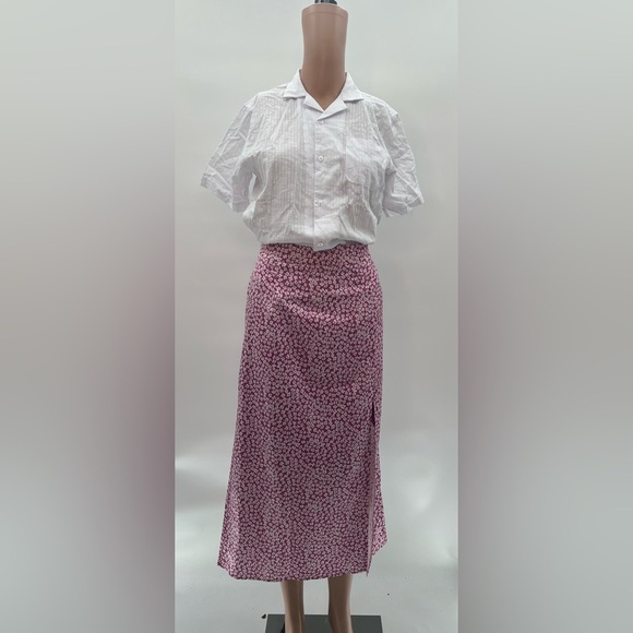 Avanova High Waist Ditsy Floral Maxi Skirt – Size XL – Pink Split Thigh – NWT - Picture 4 of 7